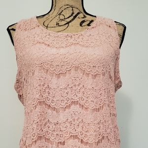 Monteau Pink Lace detail Sleeveless top